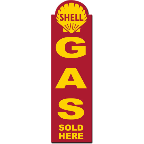 Shell Gas Sold Here Metal Sign - 8" x 30"