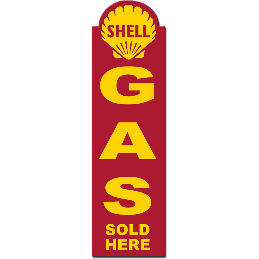 Shell Gas Sold Here Metal Sign - 8" x 30"