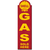 Shell Gas Sold Here Grunge Metal Sign - 8" x 30"