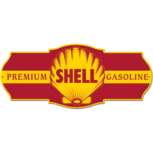 Premium Shell Gasoline Metal Sign - 27" x 11"