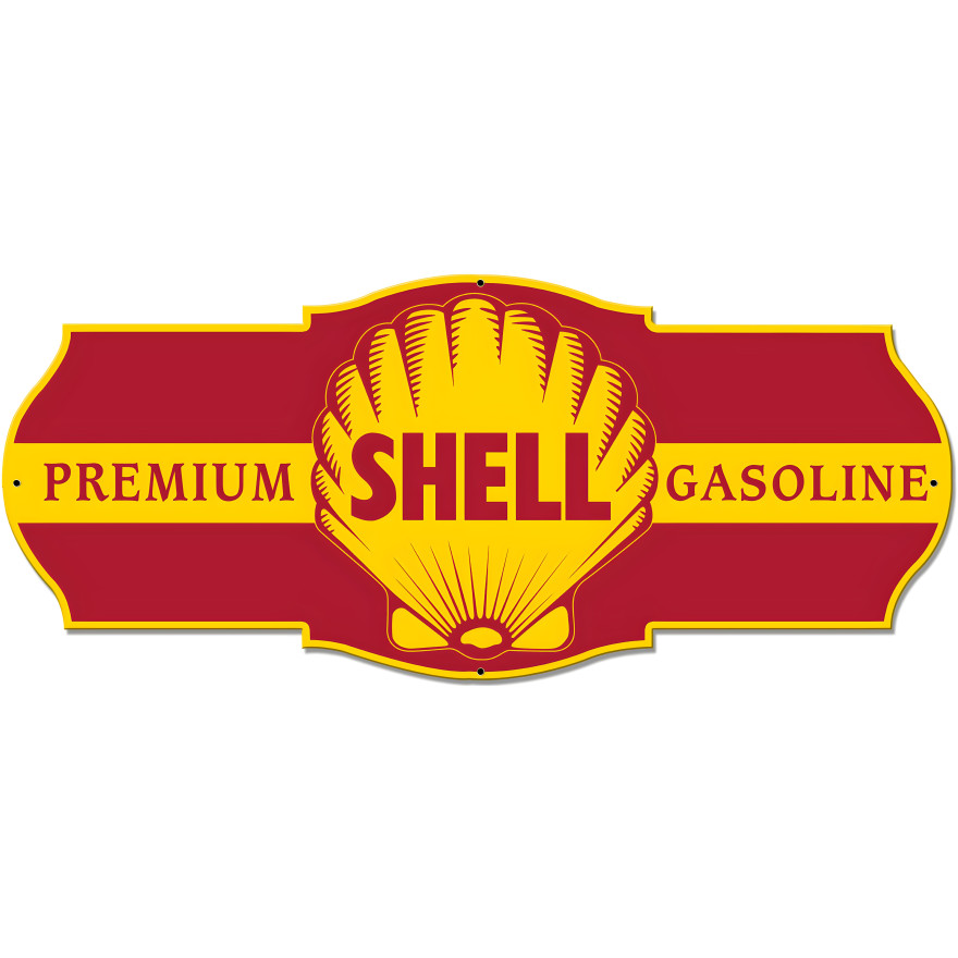 Premium Shell Gasoline Metal Sign - 27" x 11"