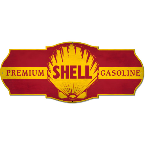 Premium Shell Gasoline Grunge Metal Sign - 27" x 11"