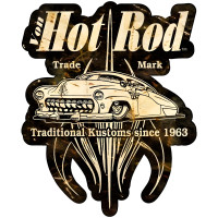 Von Hot Rod Traditional Customs Metal Sign - 16" x 15"