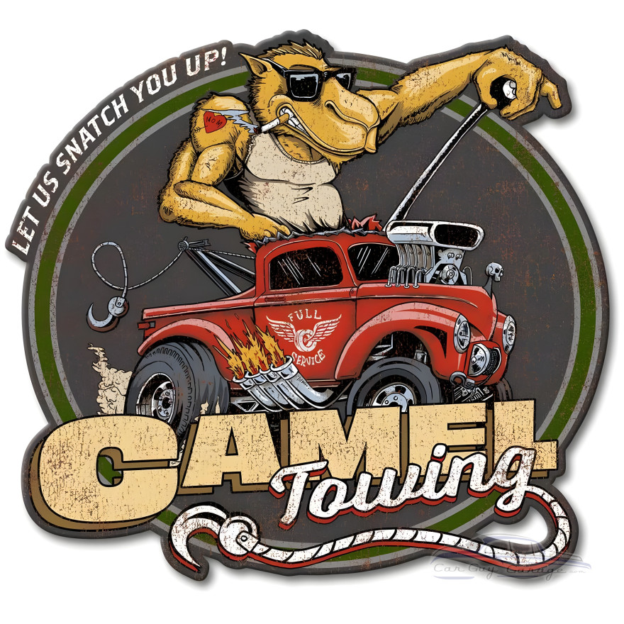 Camel Towing Metal Sign - 16" x 15"