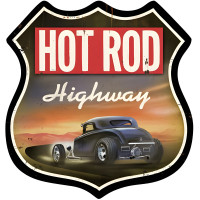 Hot Rod Highway Metal Sign - 15" x 15"