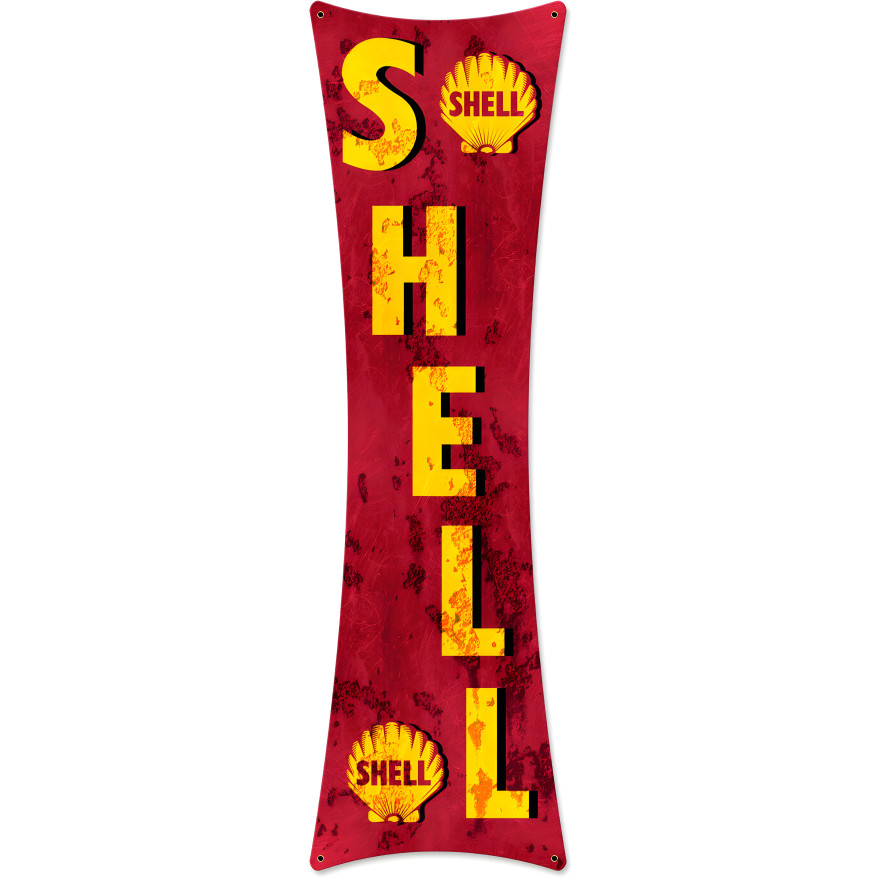 Shell Letters Grunge Metal Sign - 8" x 27"