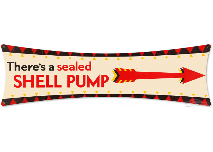 Shell There Seal Shell Pump Metal Sign - 27" x 8"