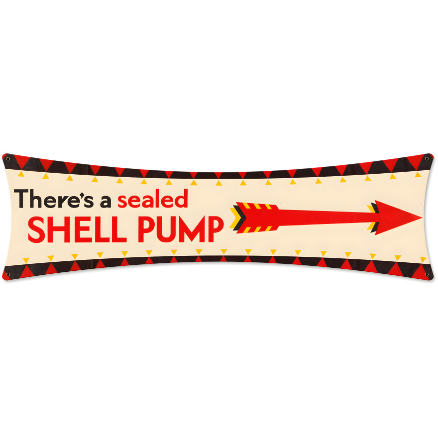 Shell There Seal Shell Pump Metal Sign - 27" x 8"