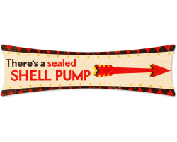 Shell There Seal Shell Pump Grunge Metal Sign - 27" x 8"