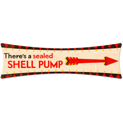 Shell There Seal Shell Pump Grunge Metal Sign - 27" x 8"