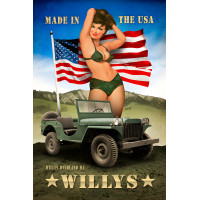 Willy's Pin Up Metal Sign - 12" x 18"