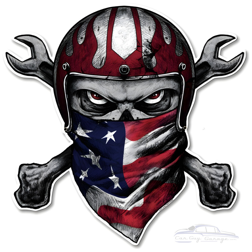 LETH214 - Skull Helmet Metal Sign