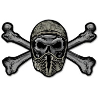 Helmet Skull Metal Sign - 11" x 7"