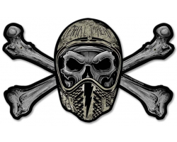 Helmet Skull Metal Sign - 11" x 7"