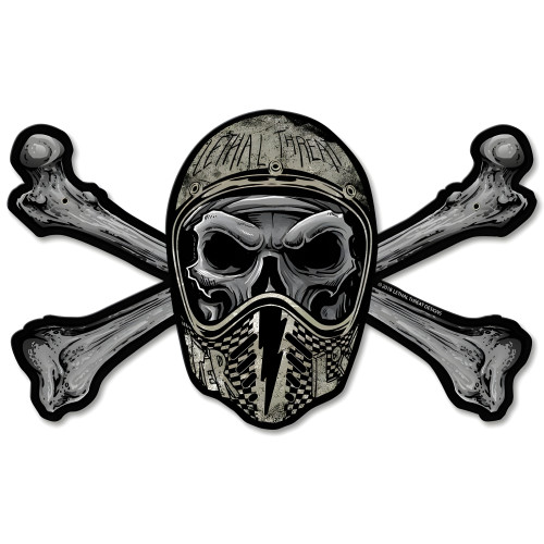 Helmet Skull Metal Sign - 11" x 7"