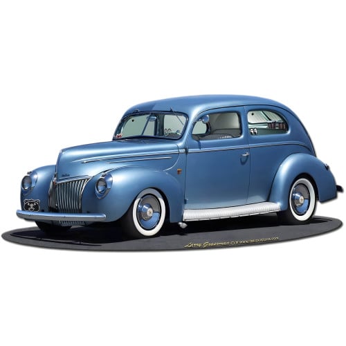 1939 Rod Sedan Rt 66 Metal Sign - 18" x 8"