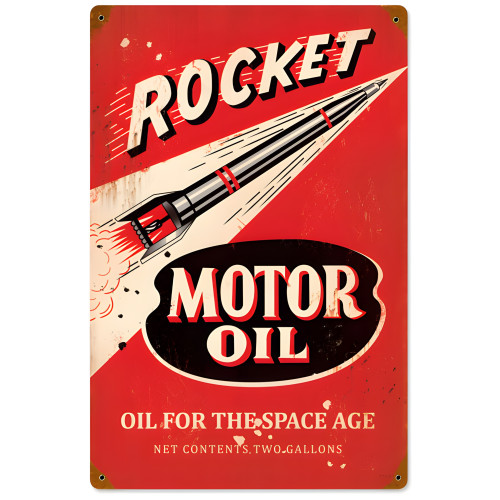 Rocket Motor Oil Metal Sign - 12" x 18"