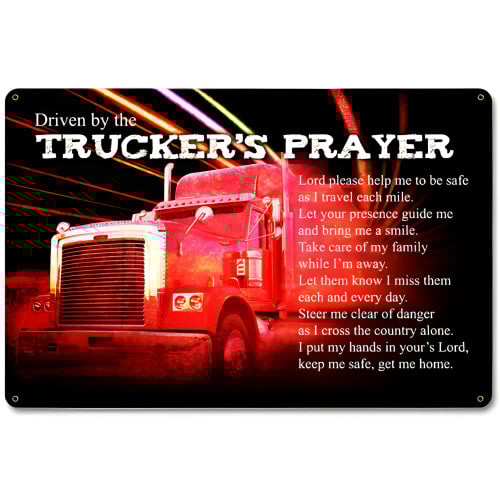 Trucker's Prayer Metal Sign - 18" x 12"