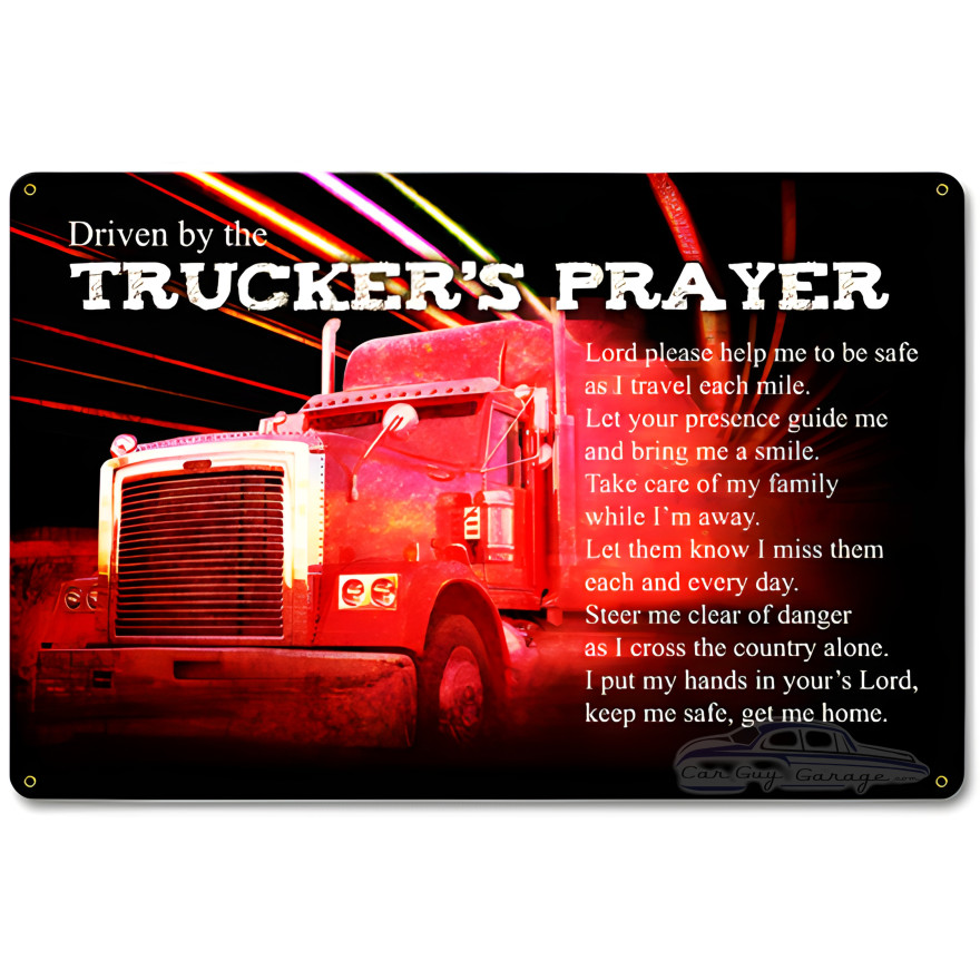 Trucker's Prayer Metal Sign - 18" x 12"