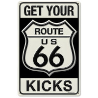 Route 66 Kicks Metal Sign - 18" x 12"