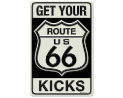 Route 66 Kicks Metal Sign - 18" x 12"