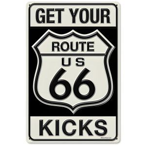 Route 66 Kicks Metal Sign - 18" x 12"