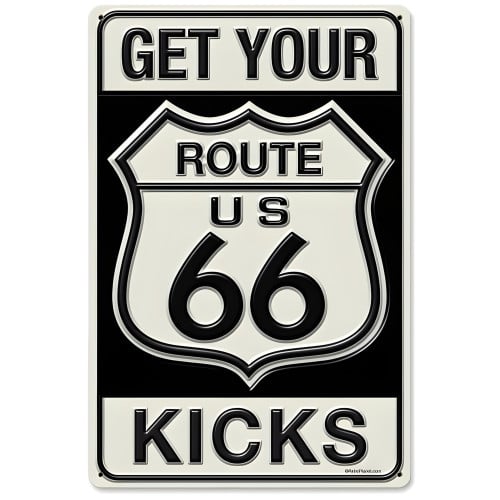 Route 66 Kicks Metal Sign - 18" x 12"