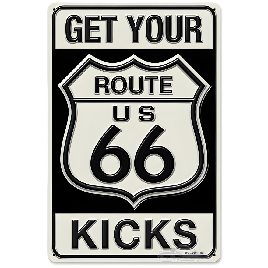 Route 66 Kicks Metal Sign - 18" x 12"