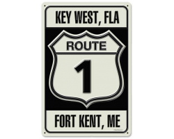 Route 1 Metal Sign - 18" x 12"