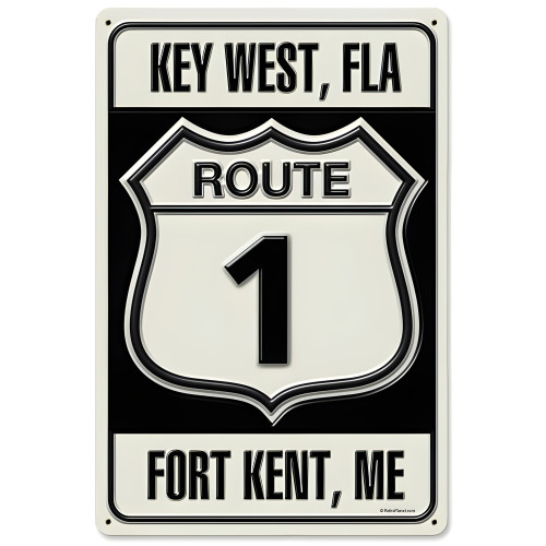 Route 1 Metal Sign - 18" x 12"