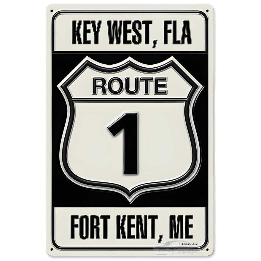 Route 1 Metal Sign - 18" x 12"