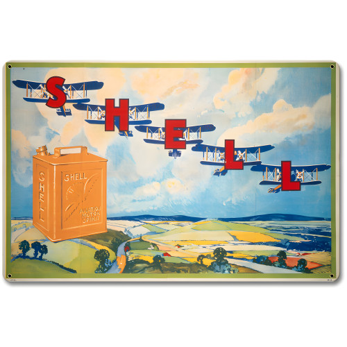 Shell Plane Letters Metal Sign - 12" x 18"