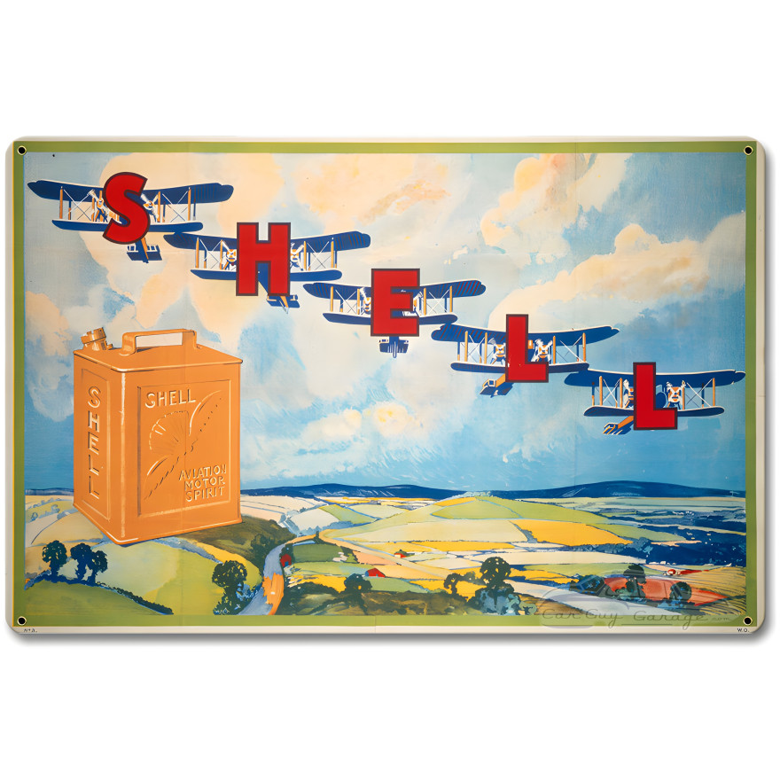 Shell Plane Letters Metal Sign - 12" x 18"