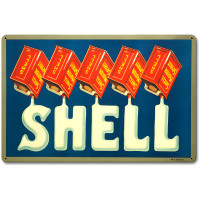 Shell Liquid Text Metal Sign - 12" x 18"