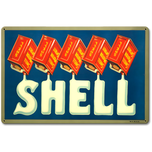 Shell Liquid Text Metal Sign - 12" x 18"