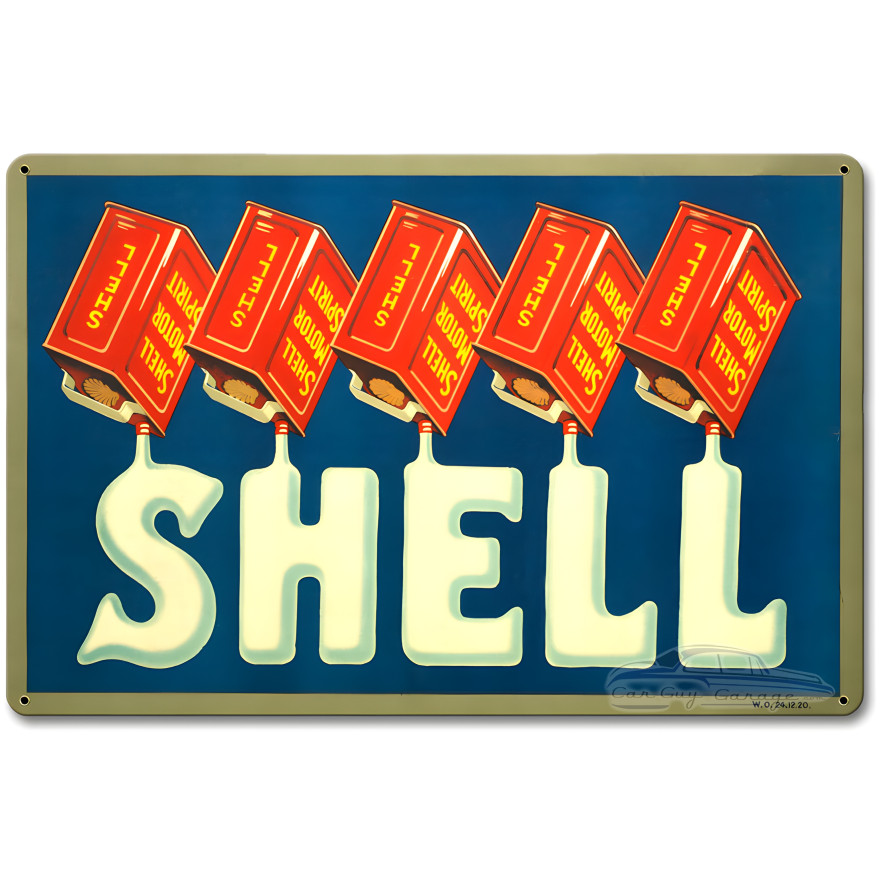 Shell Liquid Text Metal Sign - 12" x 18"