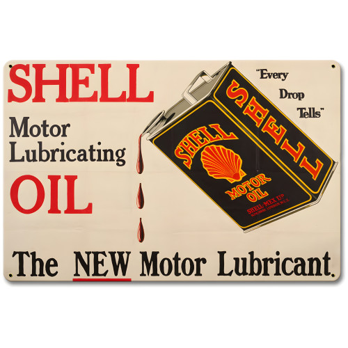 Shell Motor Lubricating Oil Metal Sign - 12" x 18"