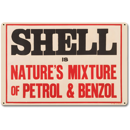 Shell Natural Petrol Benzol Metal Sign - 12" x 18"