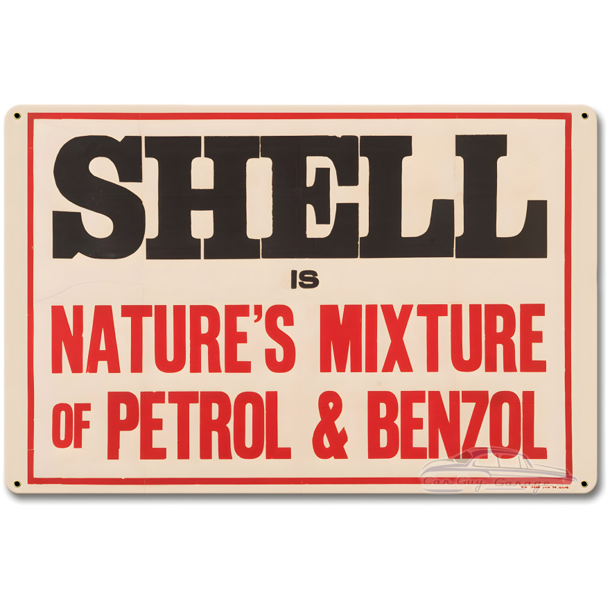Shell Natural Petrol Benzol Metal Sign - 12" x 18"