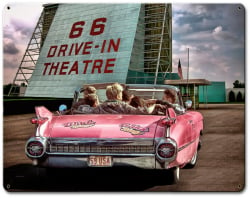 66 Drive In Theatre Metal Sign - 18" x 12"