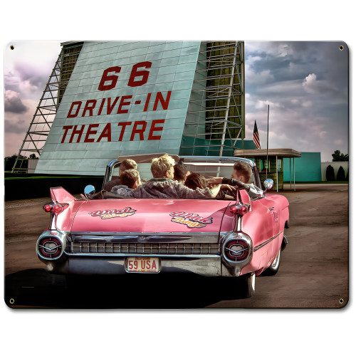 66 Drive In Theatre Metal Sign - 18" x 12"