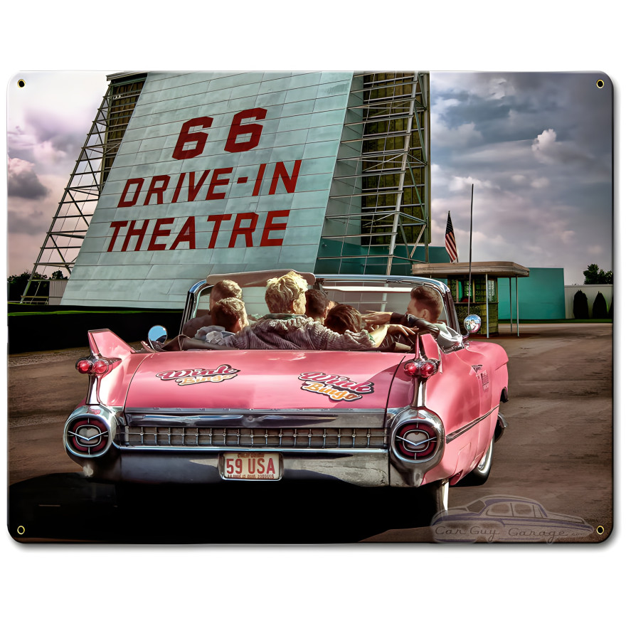 66 Drive In Theatre Metal Sign - 18" x 12"