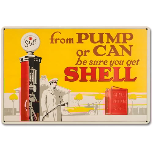 Pump Can Shell Metal Sign - 18" x 12"