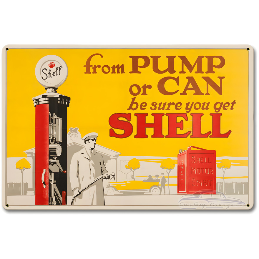 Pump Can Shell Metal Sign - 18" x 12"