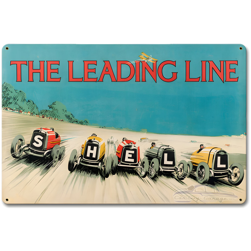 Shell Leading the Line Metal Sign - 18" x 12"