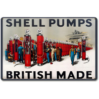 Shell British Pumps Metal Sign - 12" x 18"