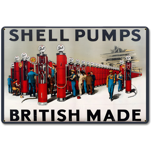 Shell British Pumps Metal Sign - 12" x 18"