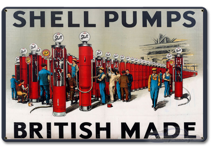Shell British Pumps Metal Sign - 12" x 18"