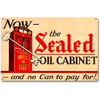 The Sealed Oil Cabinet Metal Sign - 18" x 12"