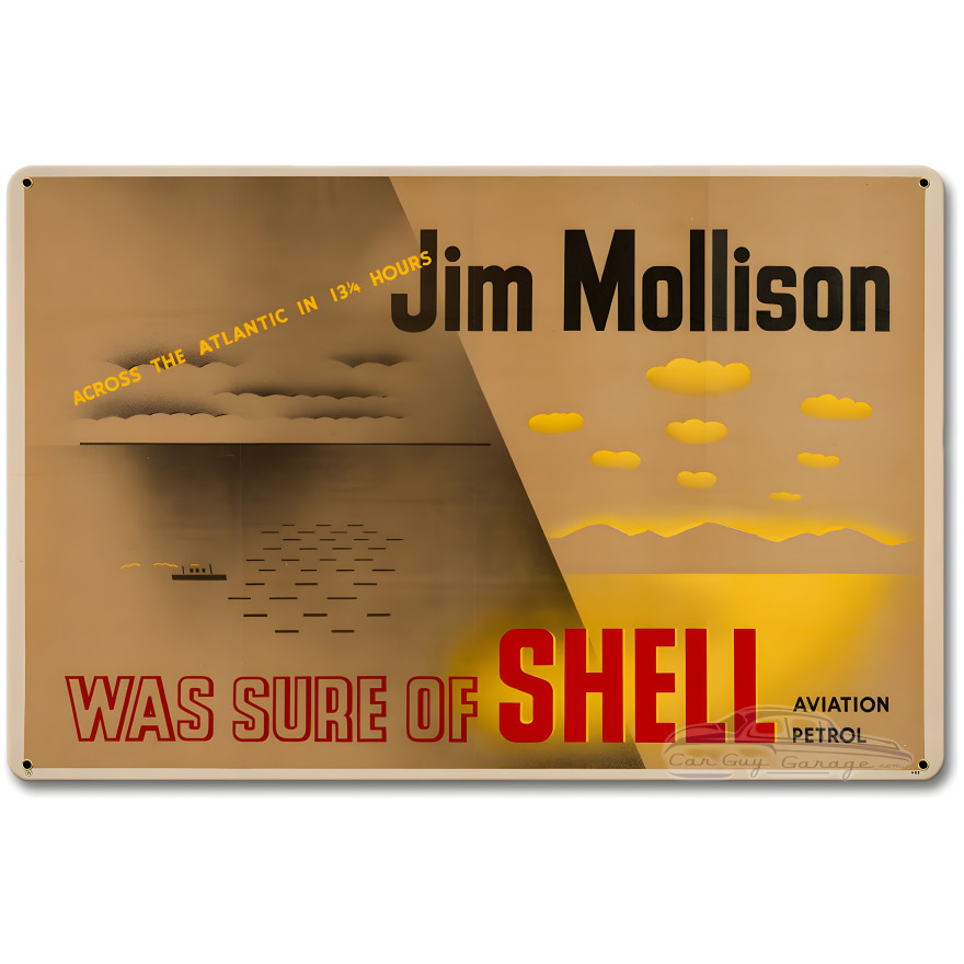 Jim Mollison Across the Atlantic Metal Sign - 18" x 12"